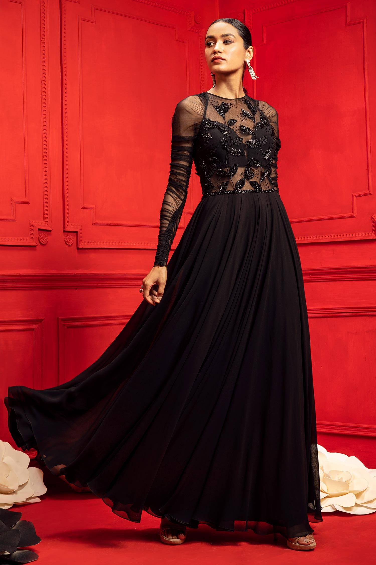 Buy Raven Black Anarkali Dress onlineKaragiri