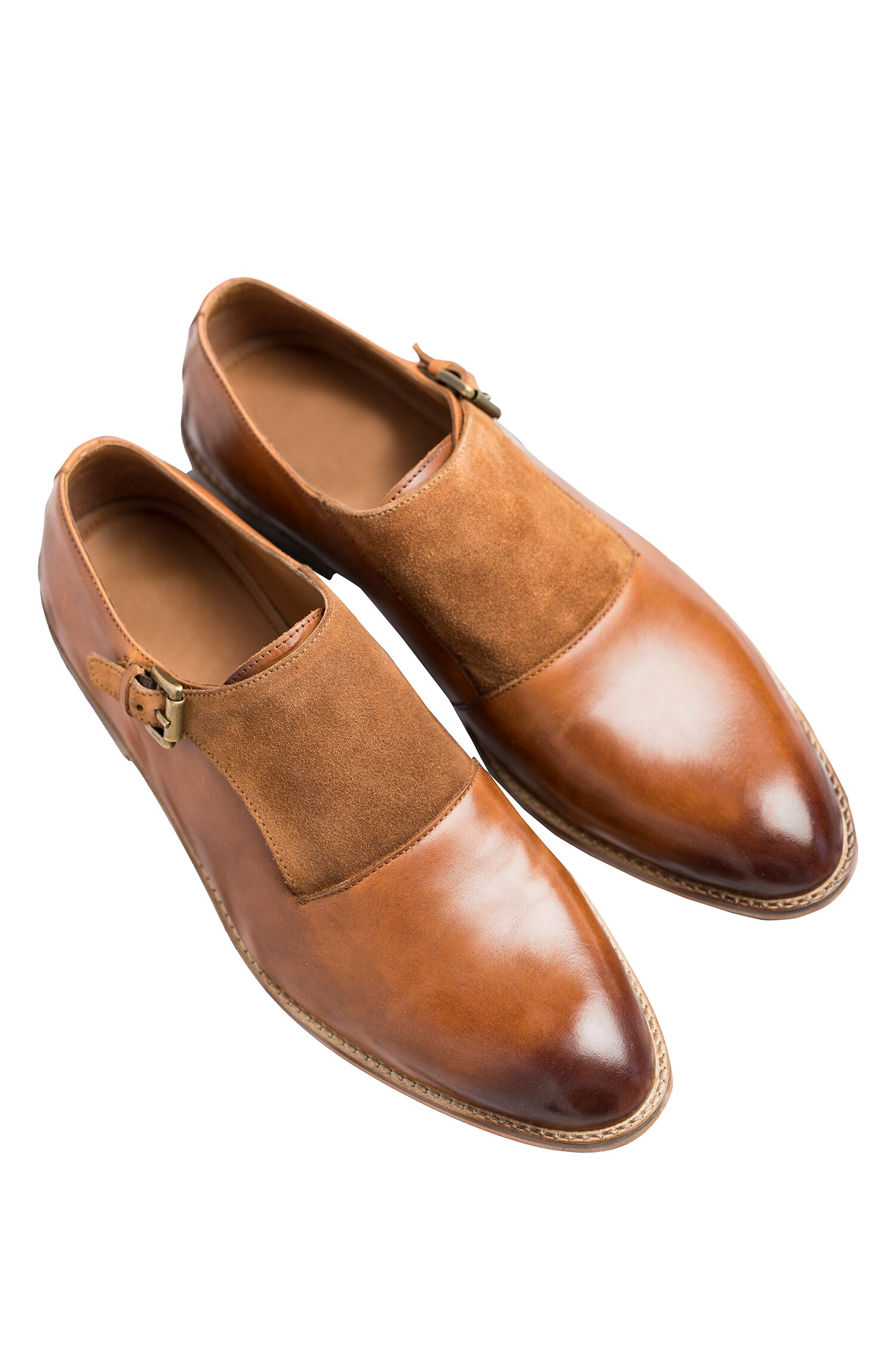 Dmodot Brown Suede Hand Polished Monk Shoes