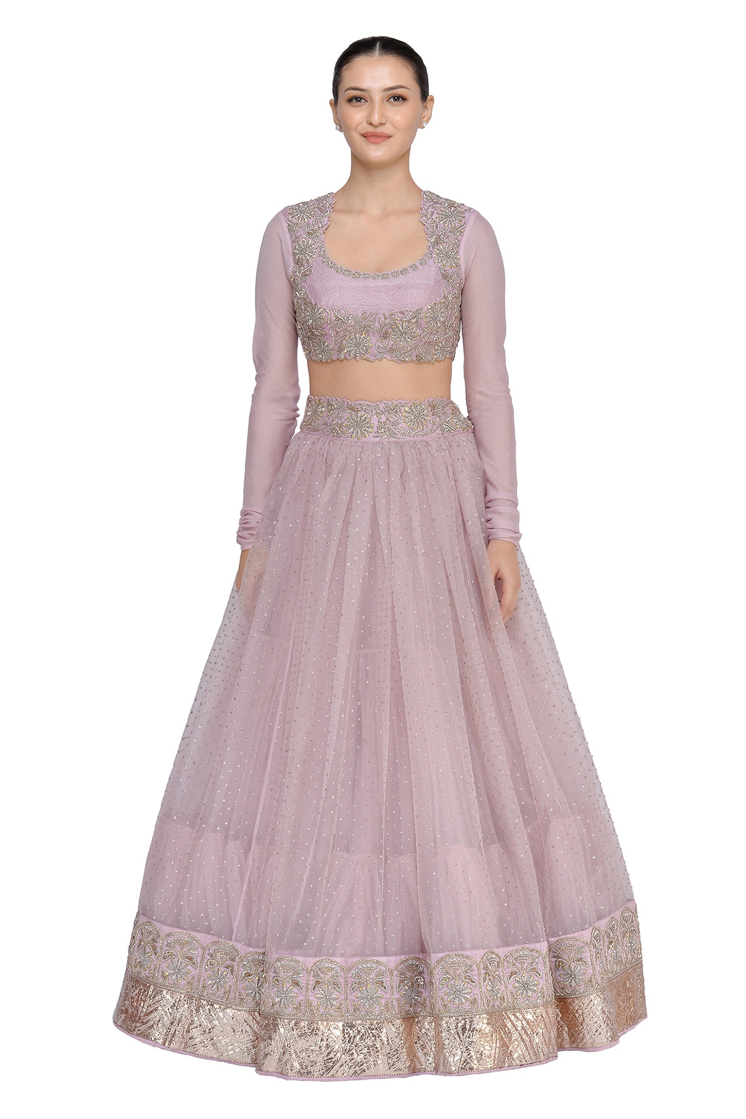 Buy Pink Chanderi And Organza Lining Satin Embroidery Sequin Lehenga Set  For Women by Jigar Mali Online at Aza Fashions.