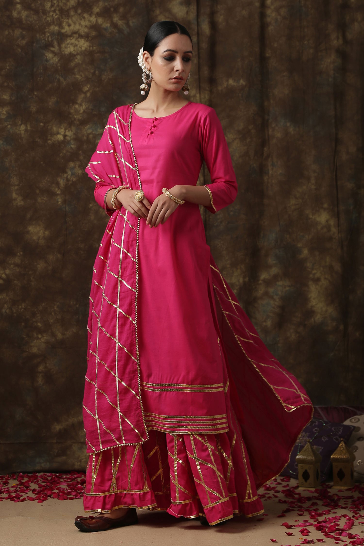 long kurta with sharara suit