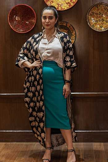 Masaba Spring Buy Masaba Black Crepe Floral Spring Print Cape Online | Aza Fashions