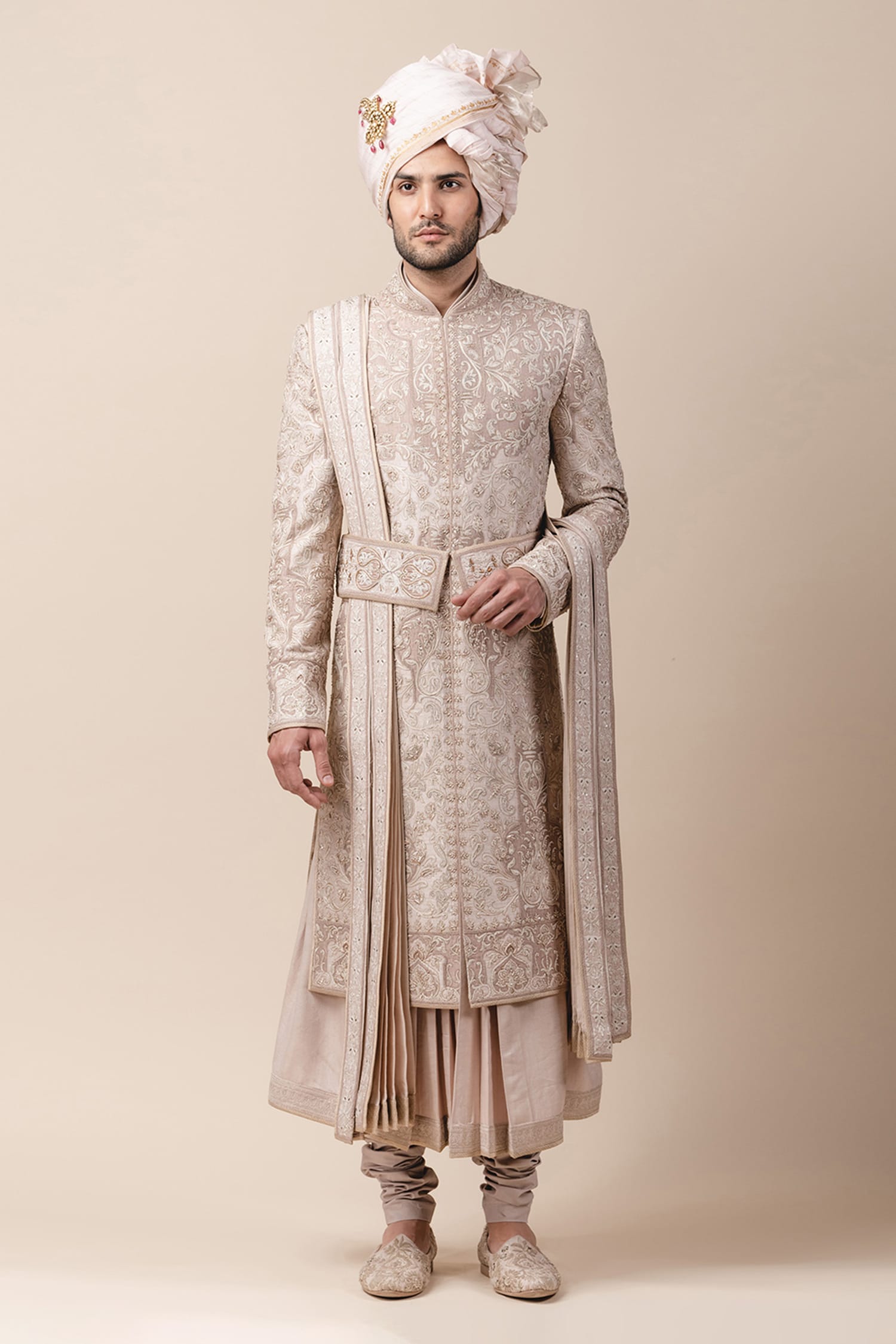 Buy Pink Raw Silk Embroidered Sherwani And Kurta Set For Men By Tarun Tahiliani Online At Aza