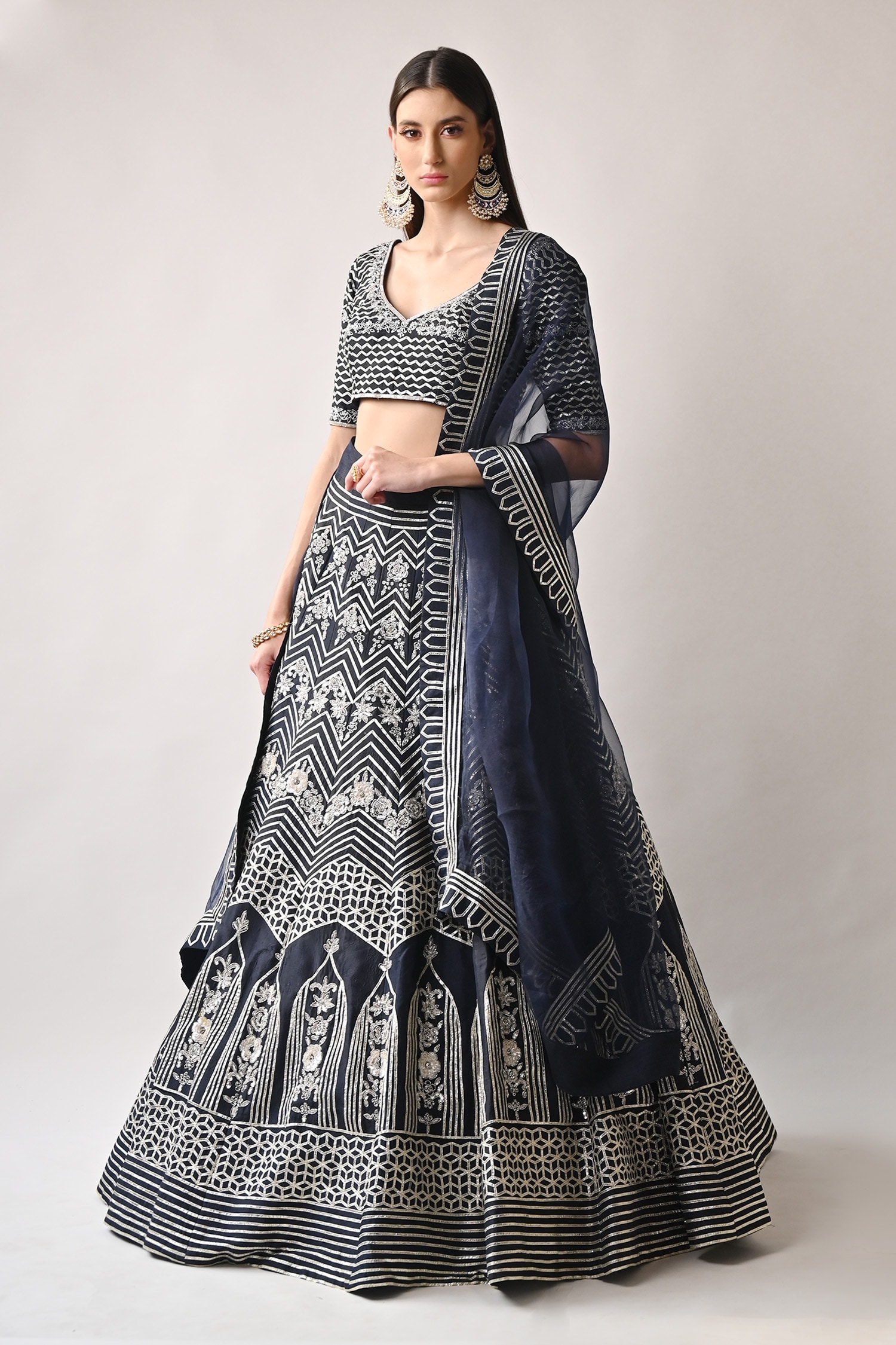 Buy Neha Khullar Blue Silk Lehenga Set Online | Aza Fashions