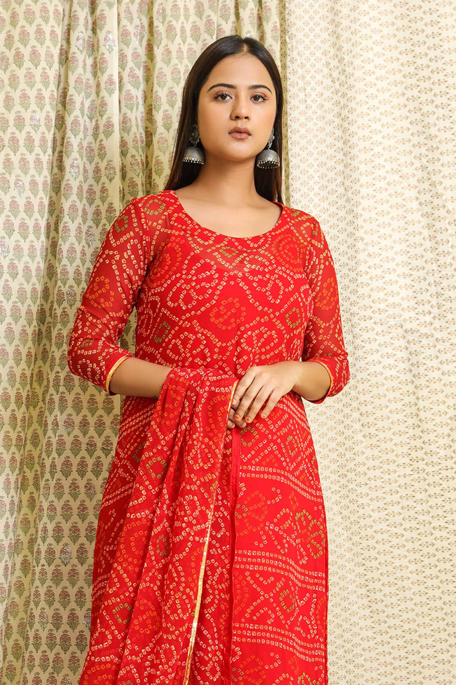 modern bandhani kurti neck designs