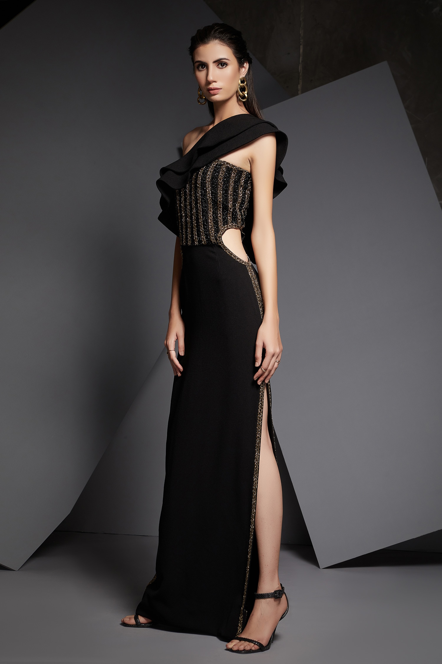 Buy Namrata Joshipura Black Jersey Embellished Gown Online | Aza Fashions