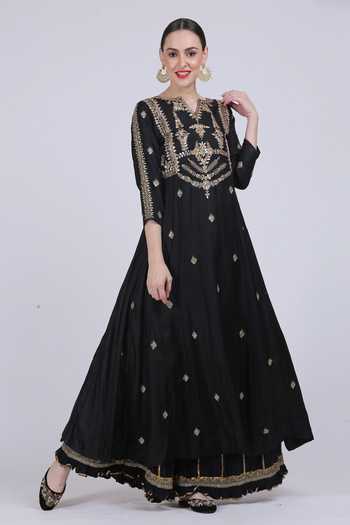 The NB Luxury Black Silk Anarkali with Pajami (size 4-16) main image 1