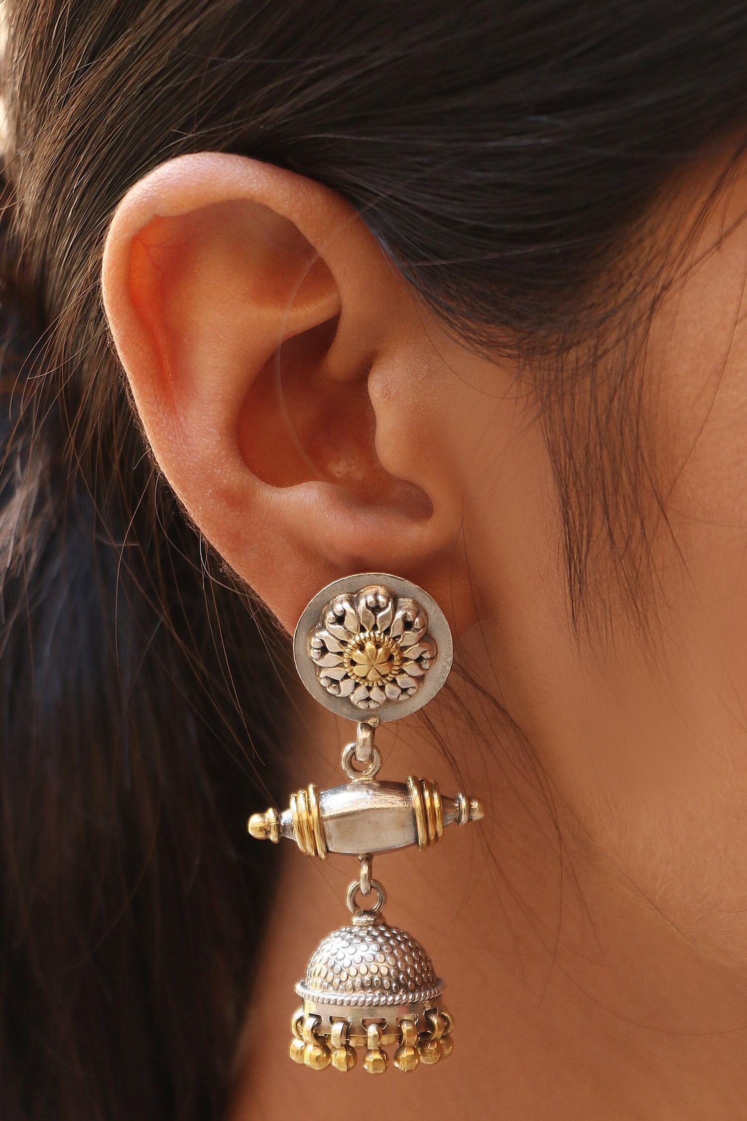 Buy Noor Oxidized Silver Ghungroo Jhumka Earrings Online | Aza Fashions