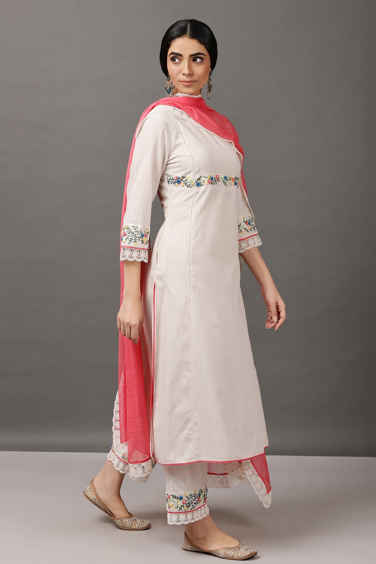 Buy Nuhh White Cotton Striped Kurta Set Online | Aza Fashions