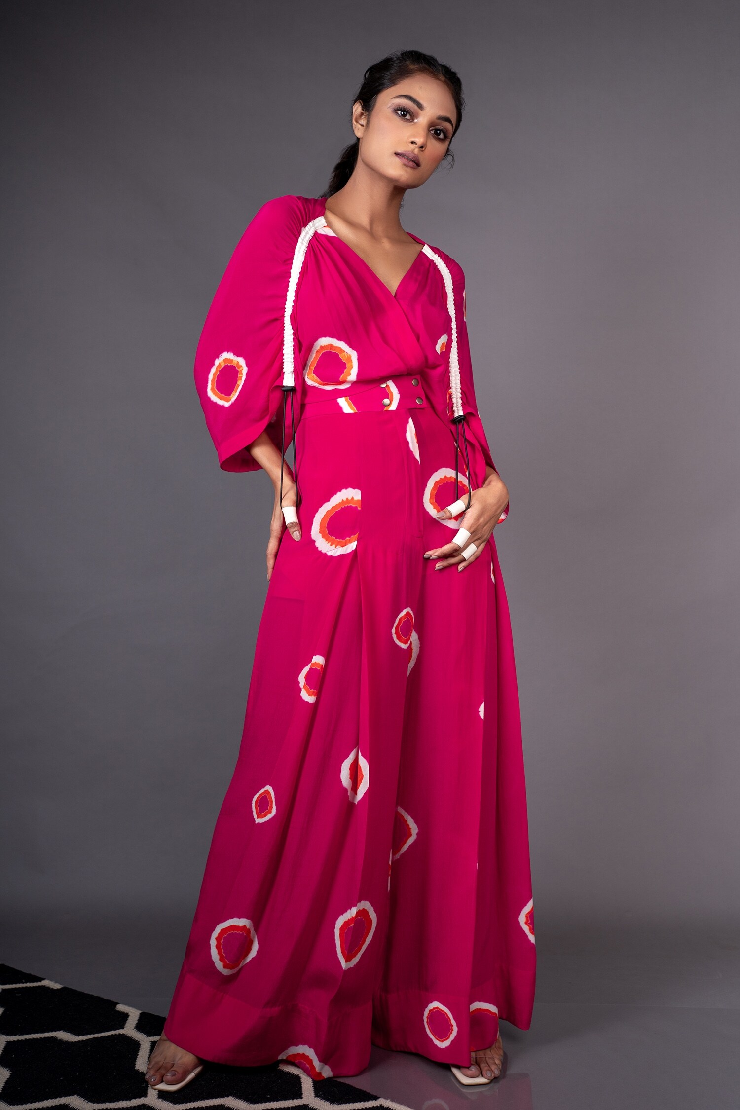 Buy Nupur Kanoi Pink Crepe Printed Kimono Jumpsuit Online Aza Fashions