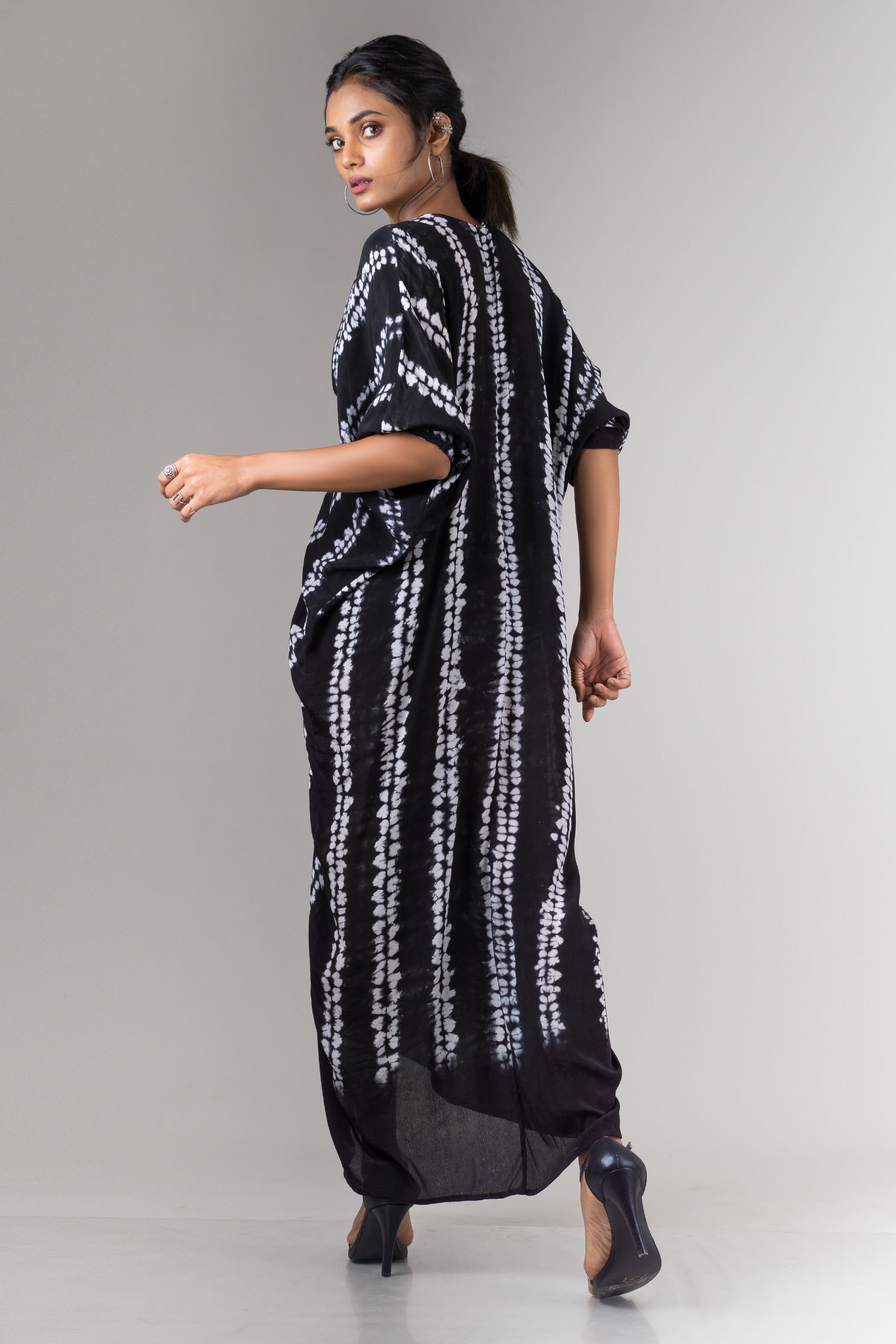 Buy Nupur Kanoi Black Crepe Shibori Maxi Dress Online | Aza Fashions