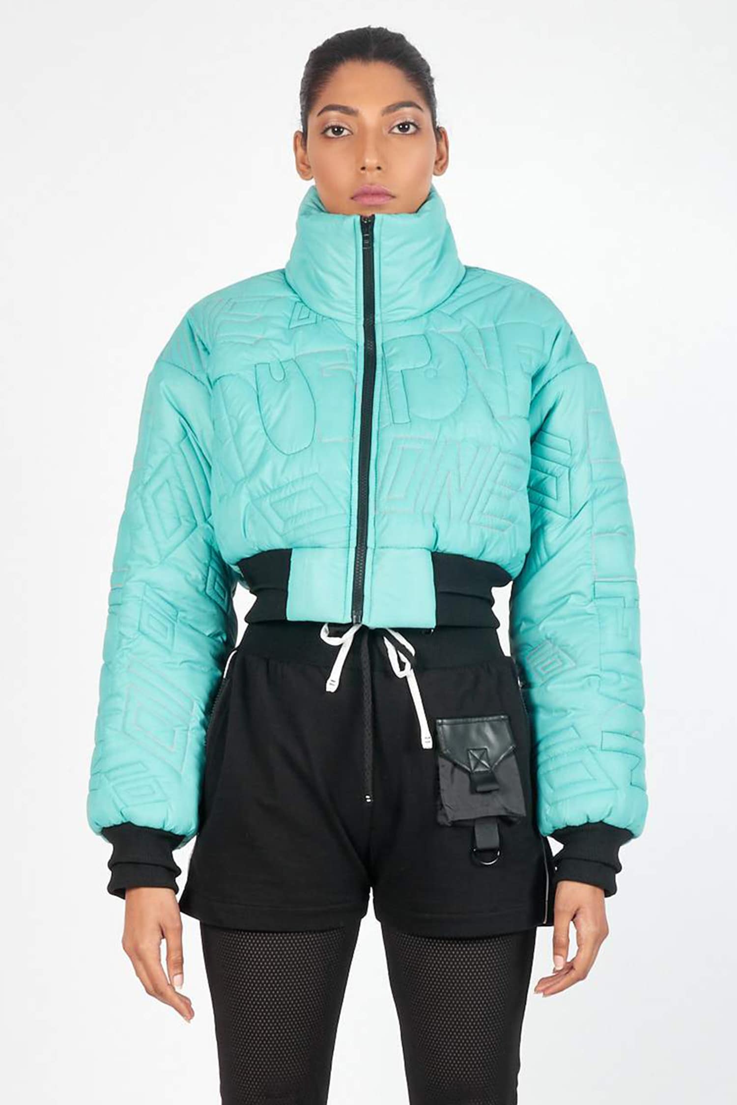 CROPPED PUFFER GILET - Light green