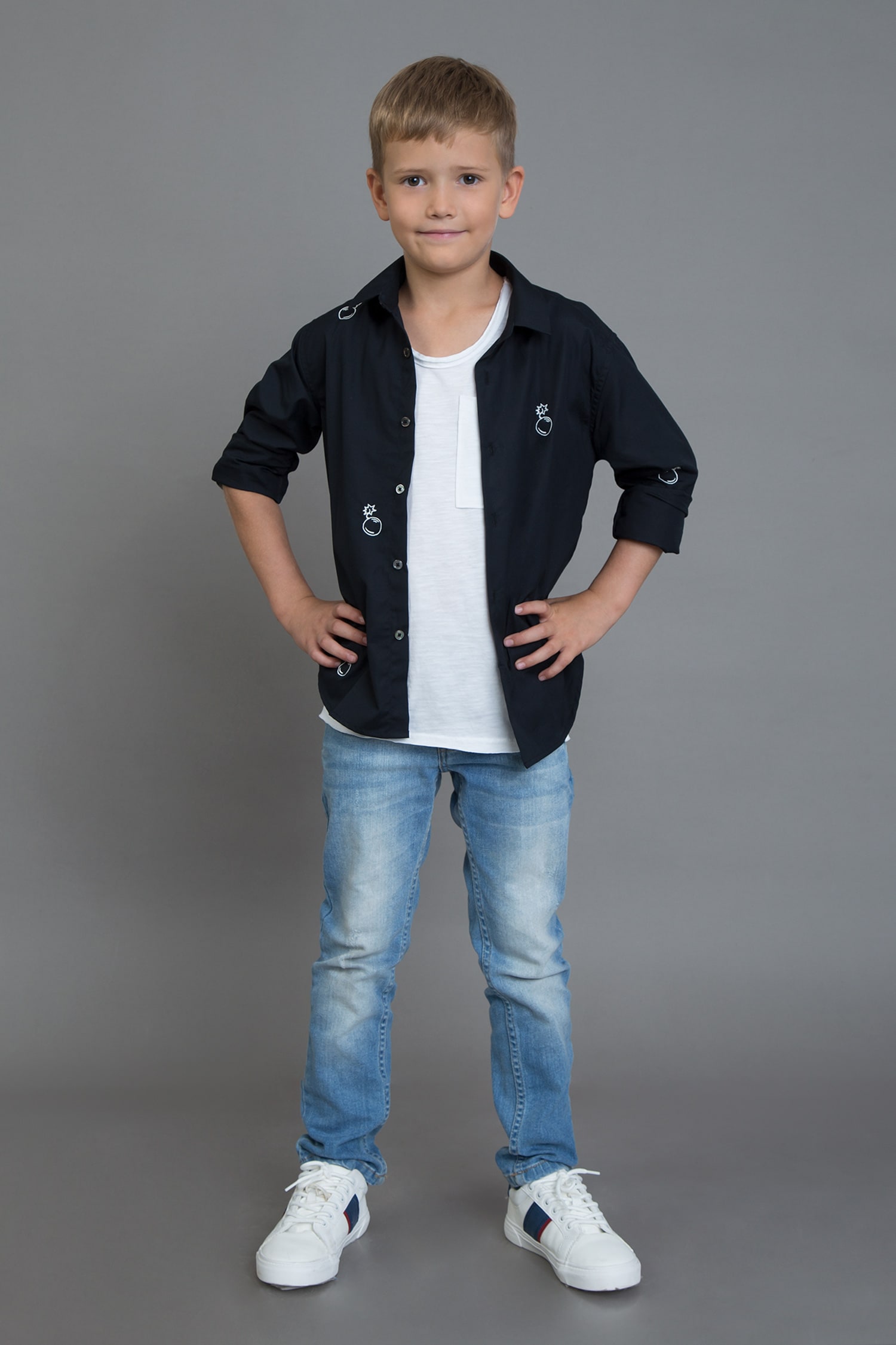 Buy Black Embroidered Shirt For Boys By Noonoo Online At Aza Fashions.