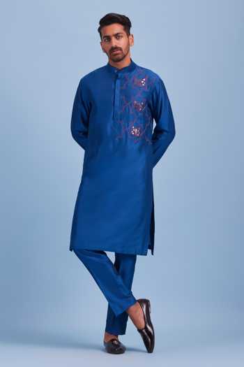 Blue Anara Embroidered Rayon Kurta Dress