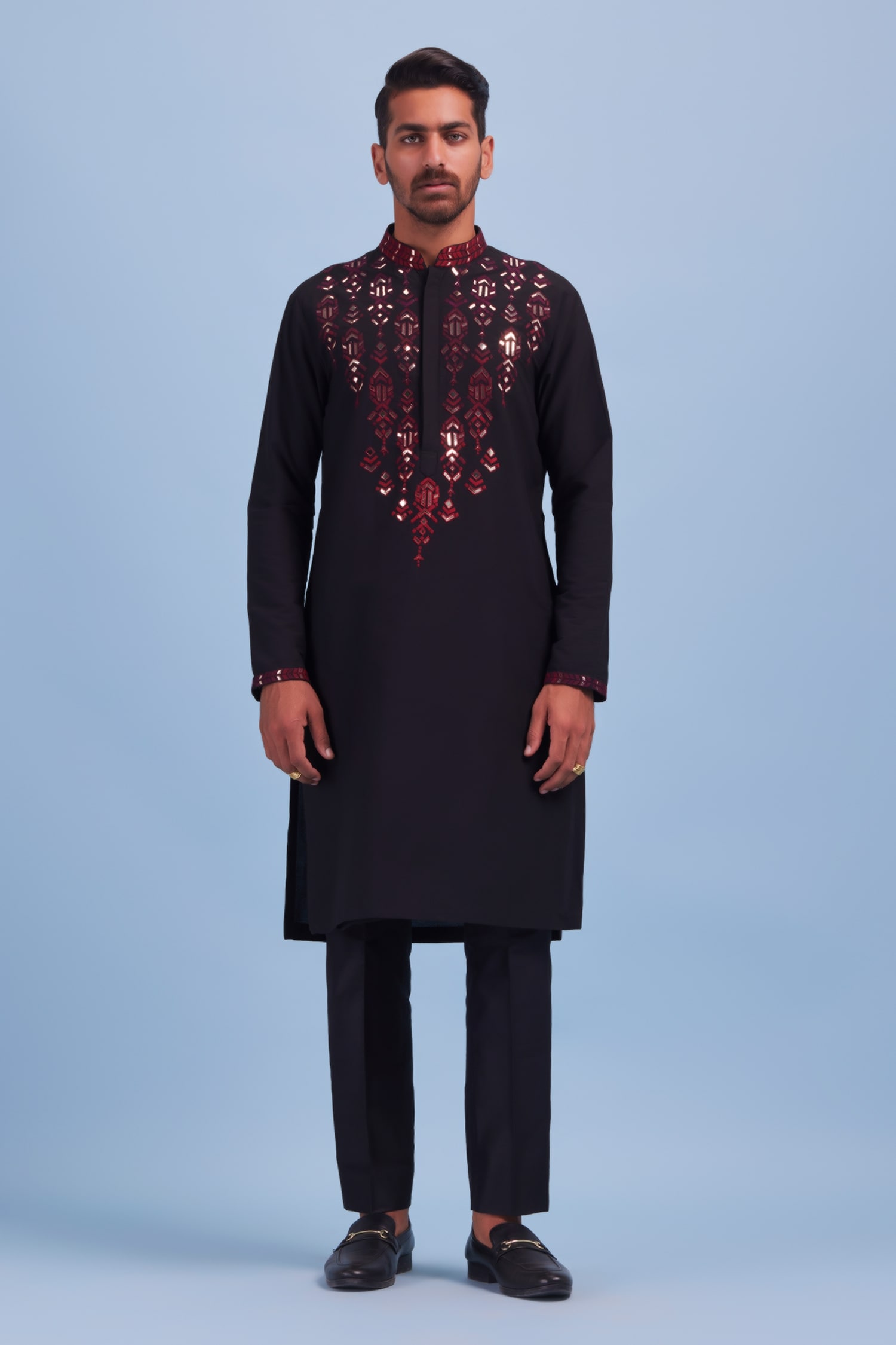 Buy Diyarajvvir Black Cotton Silk Embroidered Kurta Set Online Aza Fashions 6956