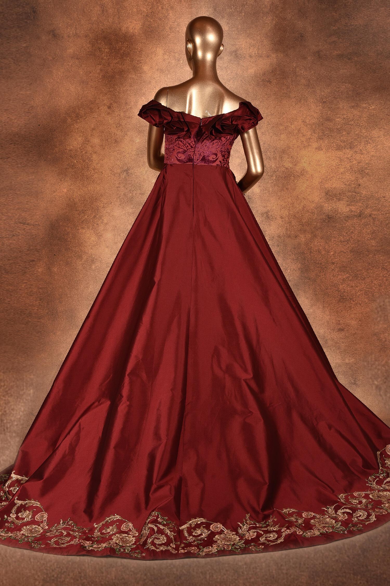 red trail gown