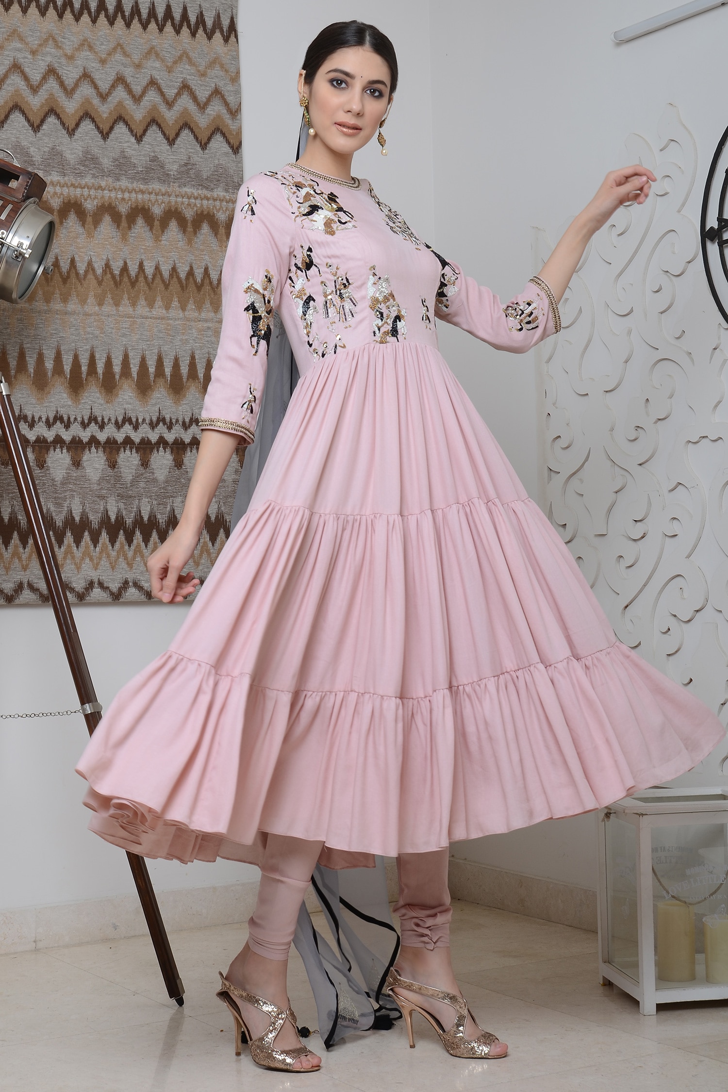 pastel pink anarkali