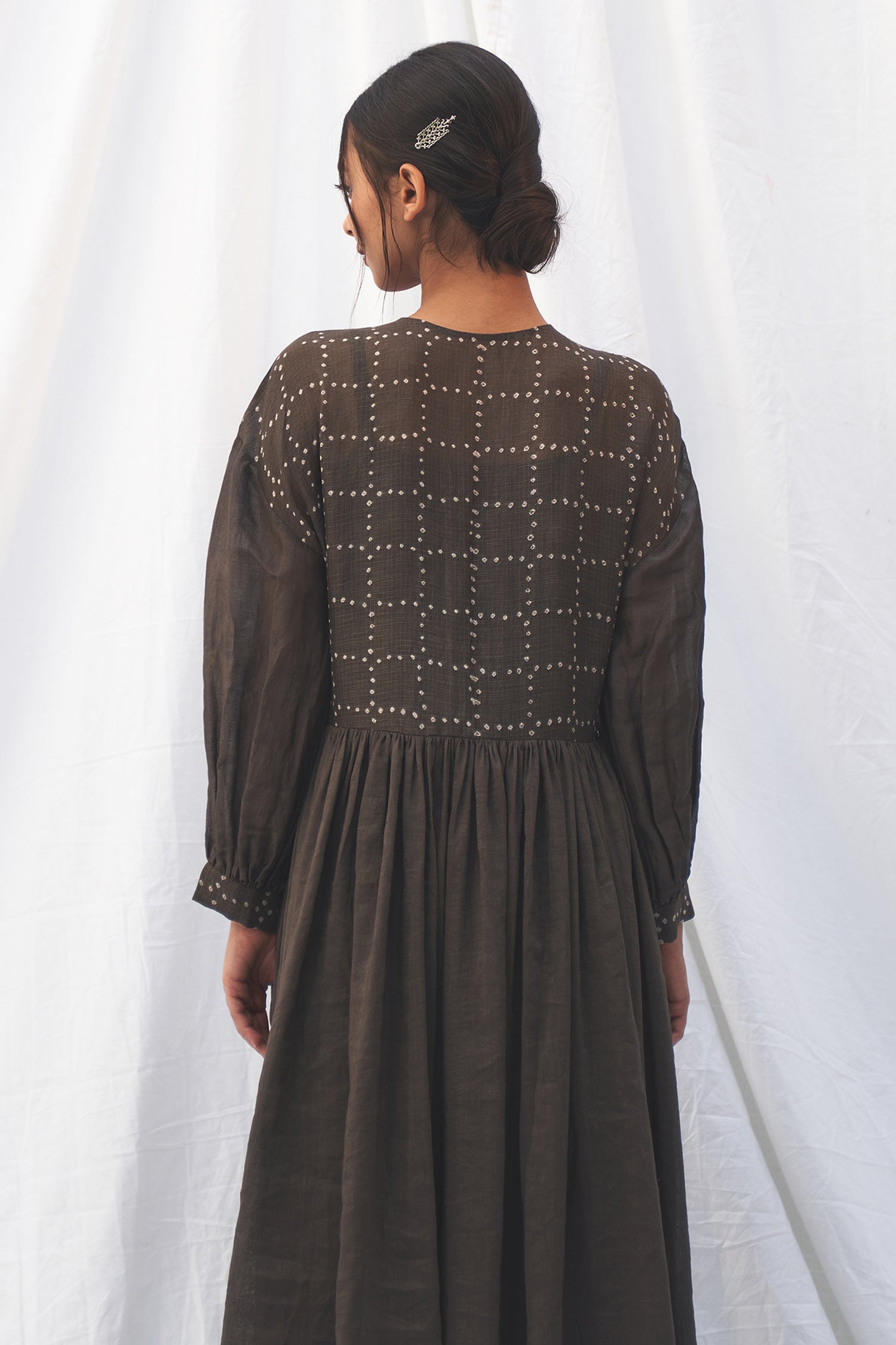 Buy Label Nuska Grey Linen Silk Dress Online | Aza Fashions