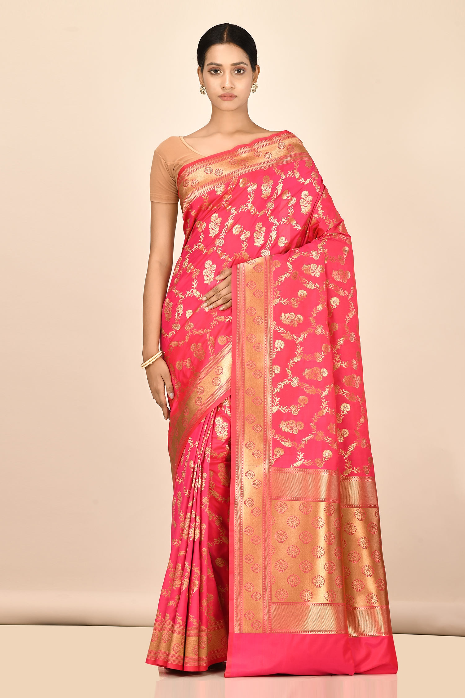 Buy Nazaakat by Samara Singh Pink Banarasi Silk Saree Online | Aza Fashions