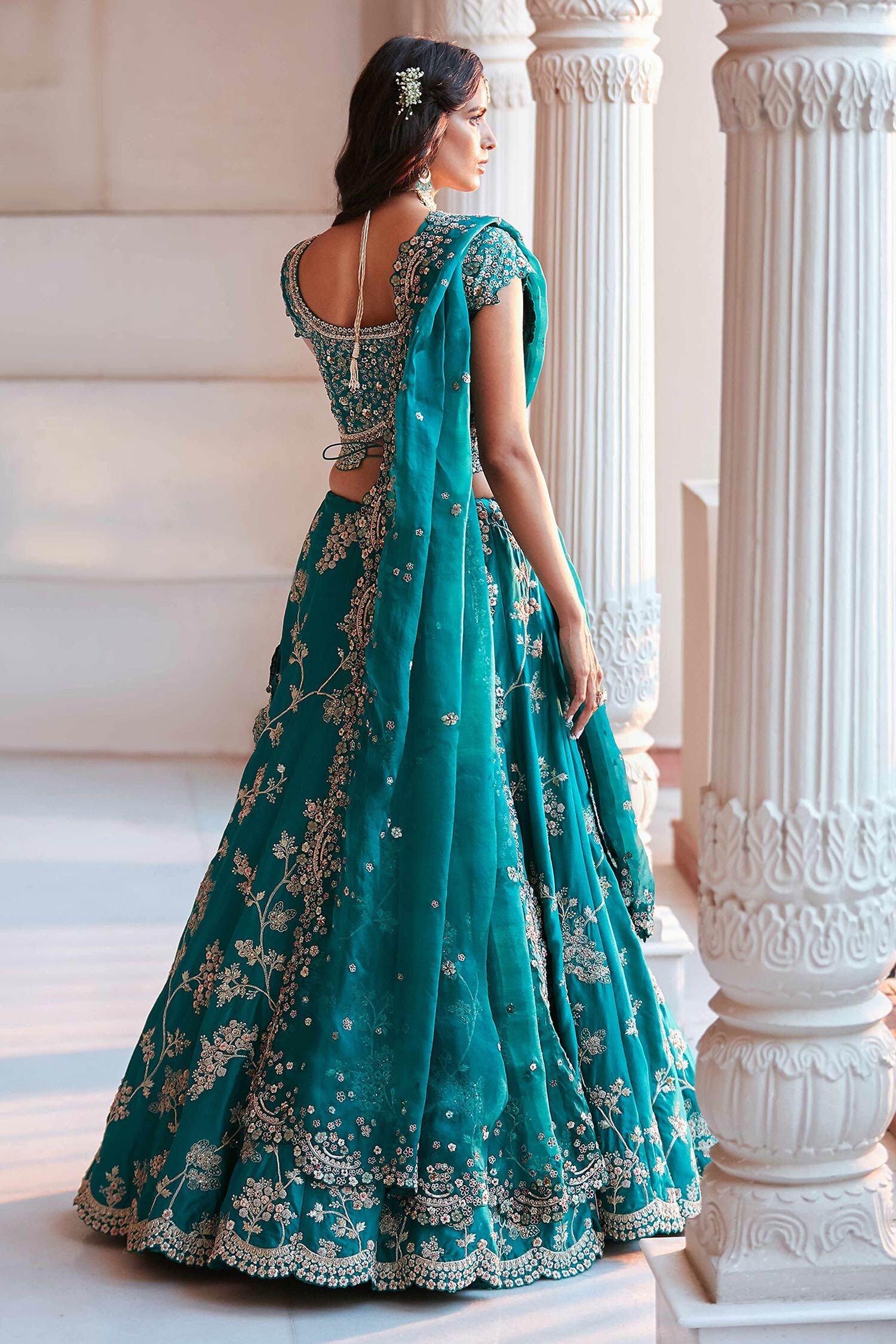 buy organza lehenga online