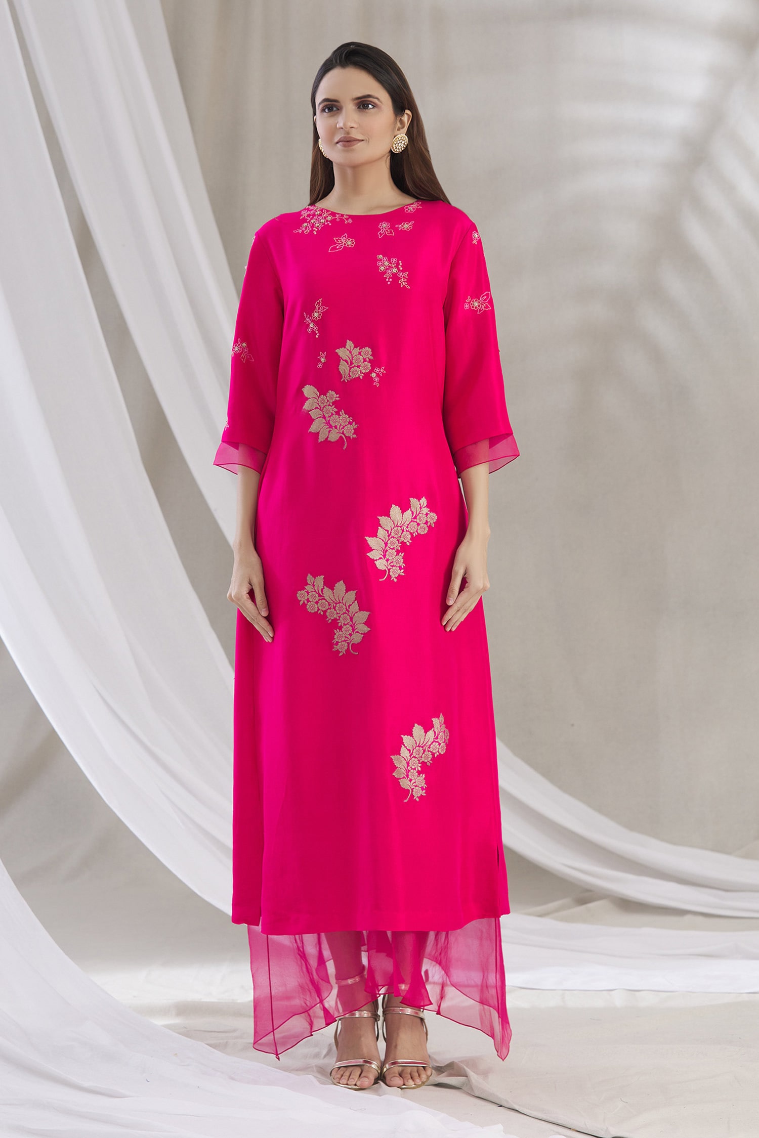 Buy Osaa by Adarsh Pink Embroidered Silk Dress Online Aza Fashions