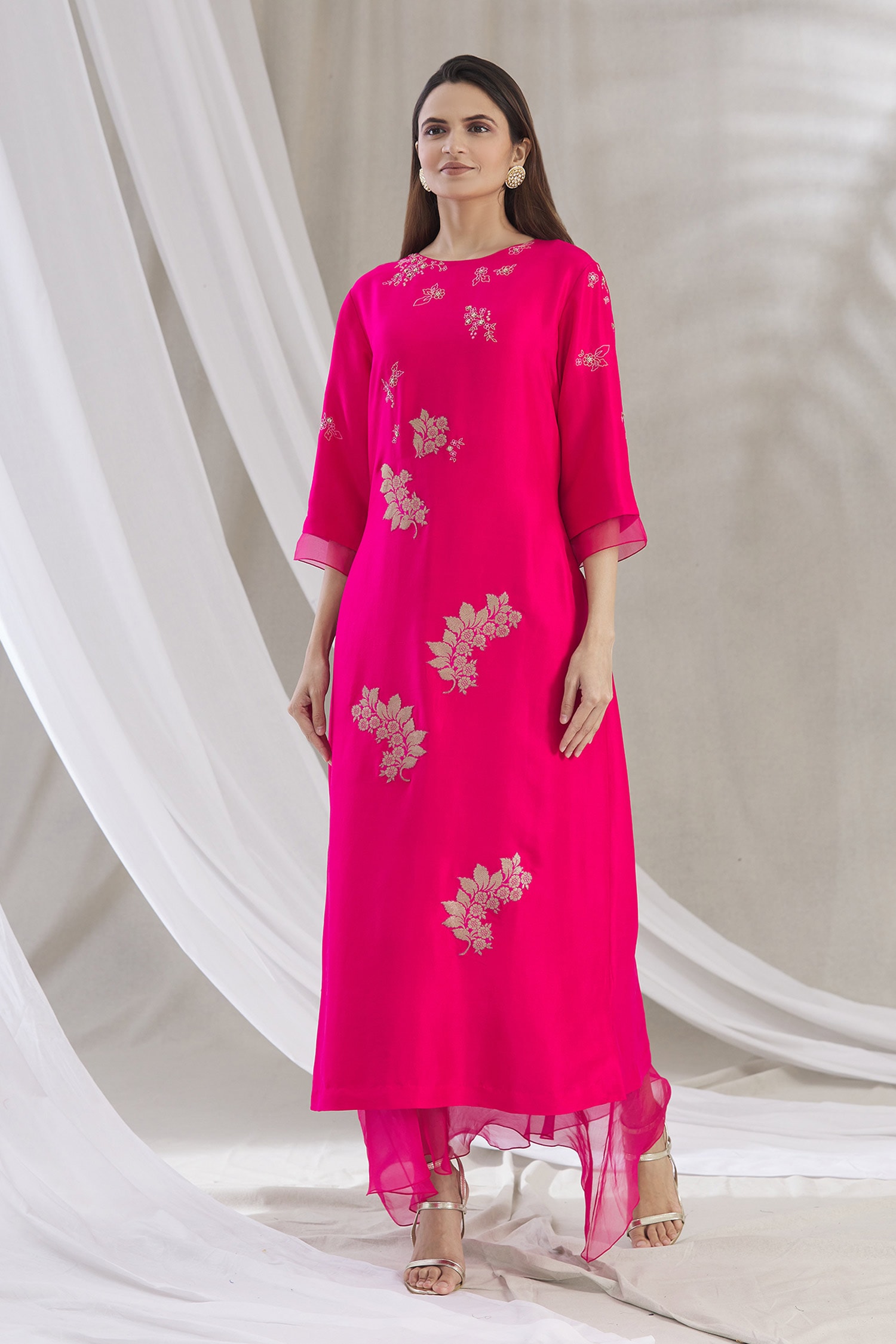 Buy Osaa by Adarsh Pink Embroidered Silk Dress Online Aza Fashions