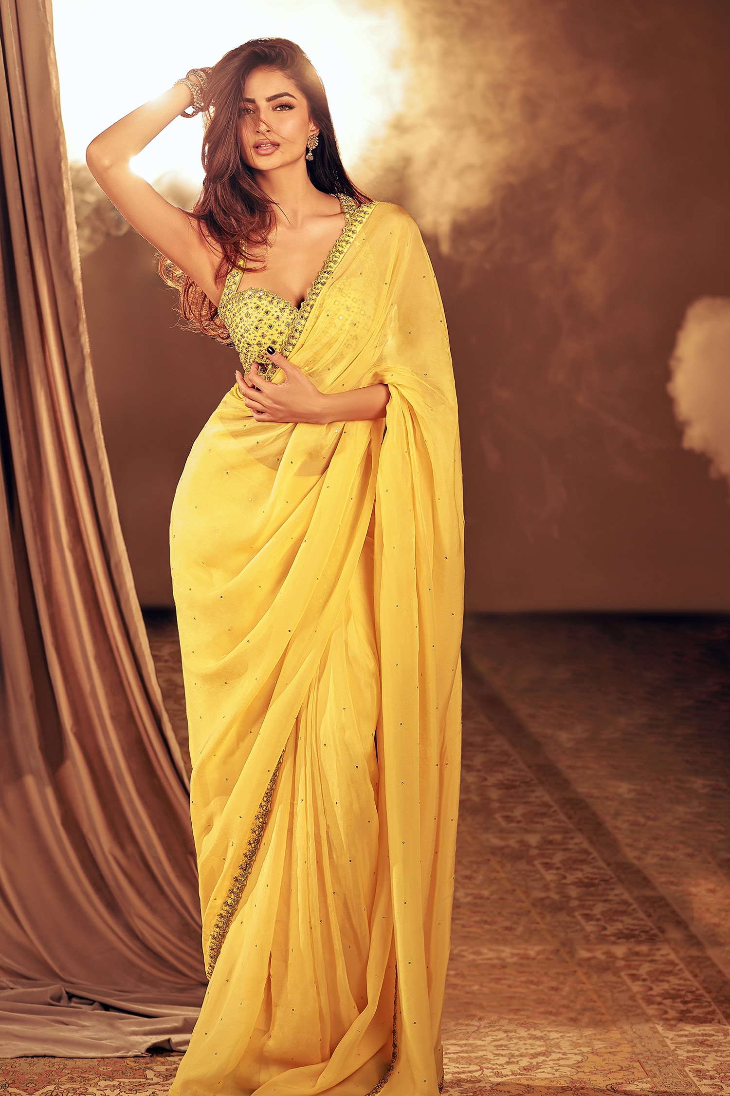 Glamourous Yellow Color Saree With Stitched Blouse - Clothsv