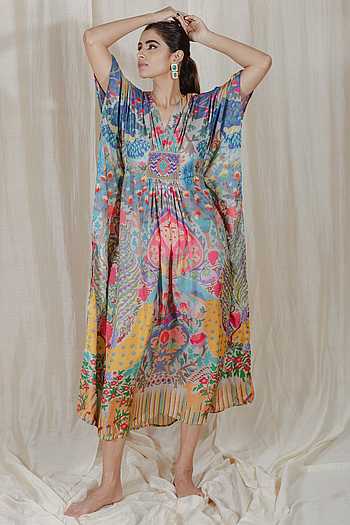 Moroccan Silk Paparazzi Printed Kaftan 
