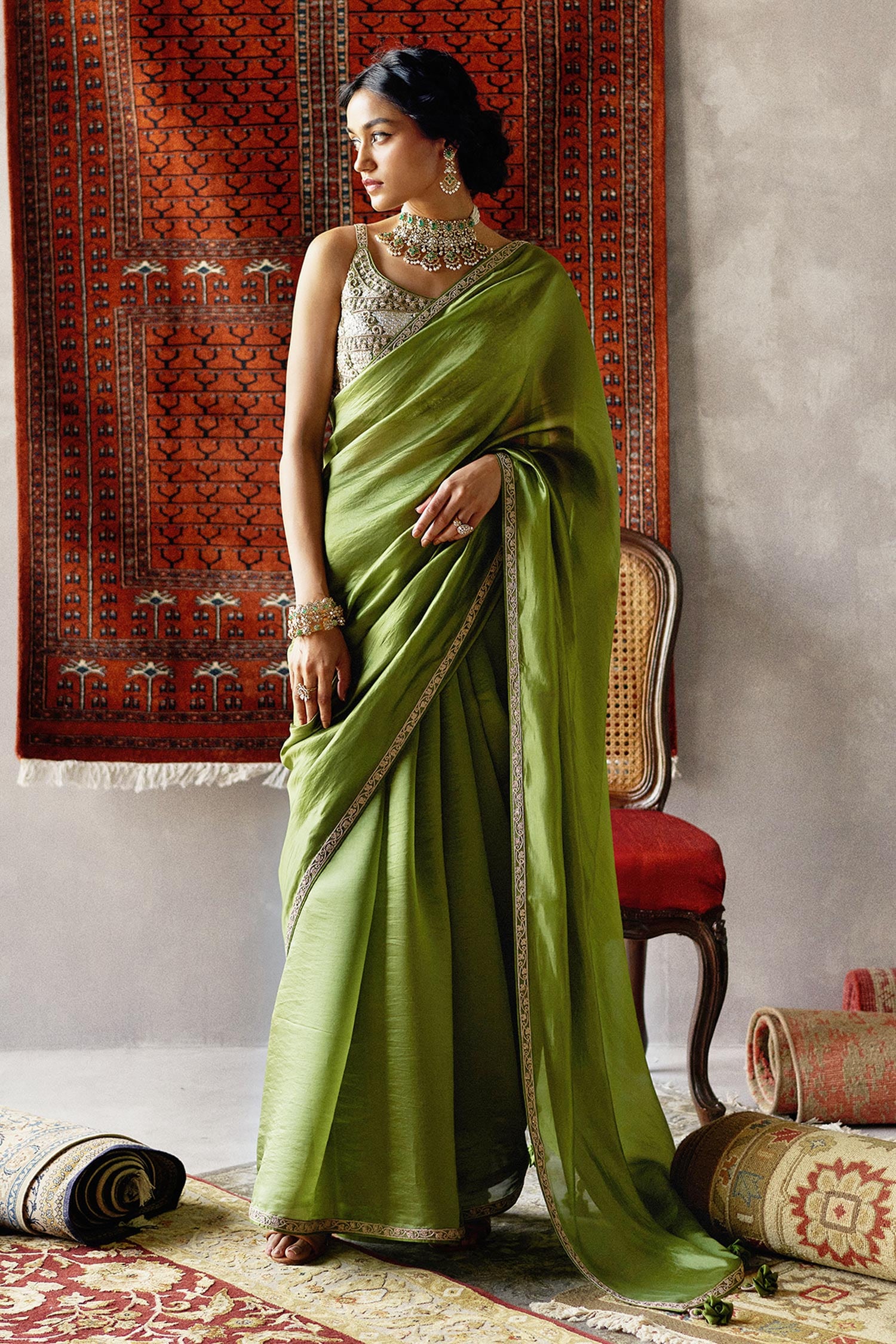 Kimora Olive Green Dola Silk Saree – Kimora Fashion Pvt Ltd