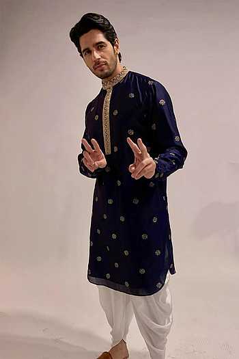 Punit Balana Blue Chanderi Silk Kurta 