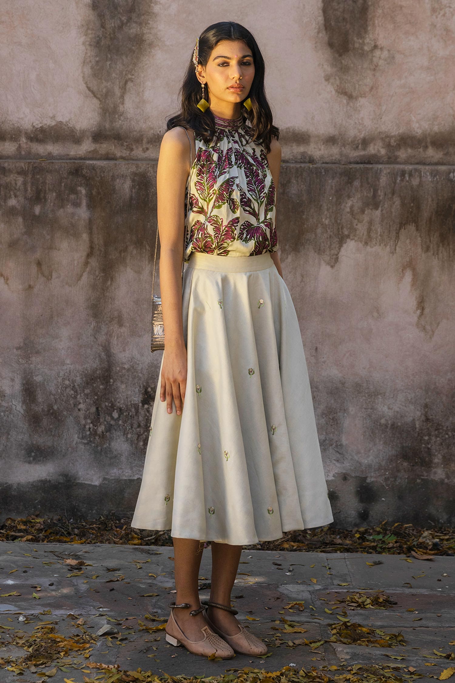 silk midi skirt set