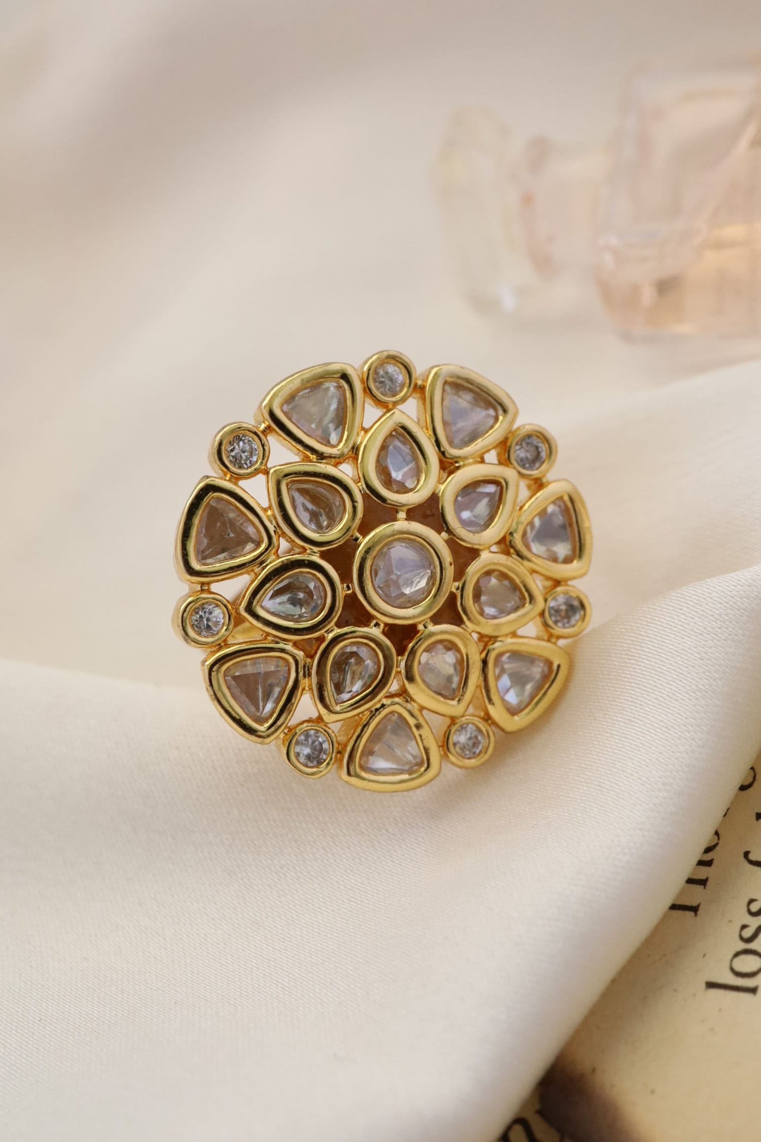 Buy Gold Plated Kundan Ring by Do Taara Online at Aza Fashions.