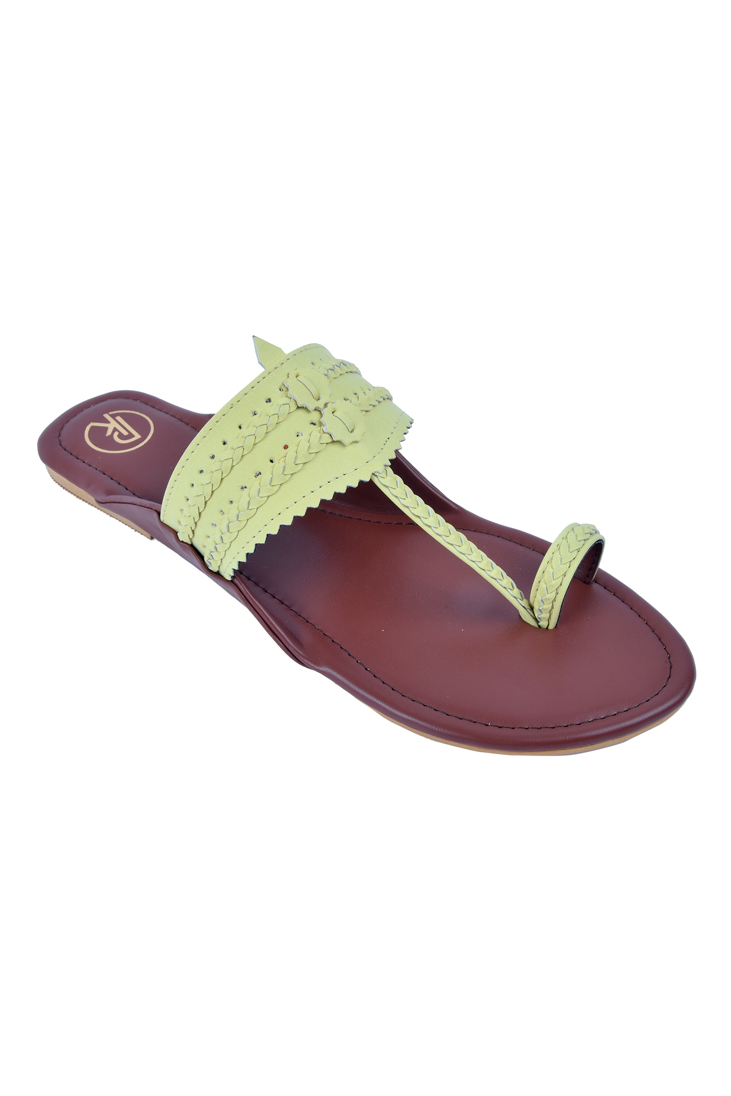 Buy Preet Kaur Green Faux Leather Kolhapuri Sandals Online | Aza Fashions