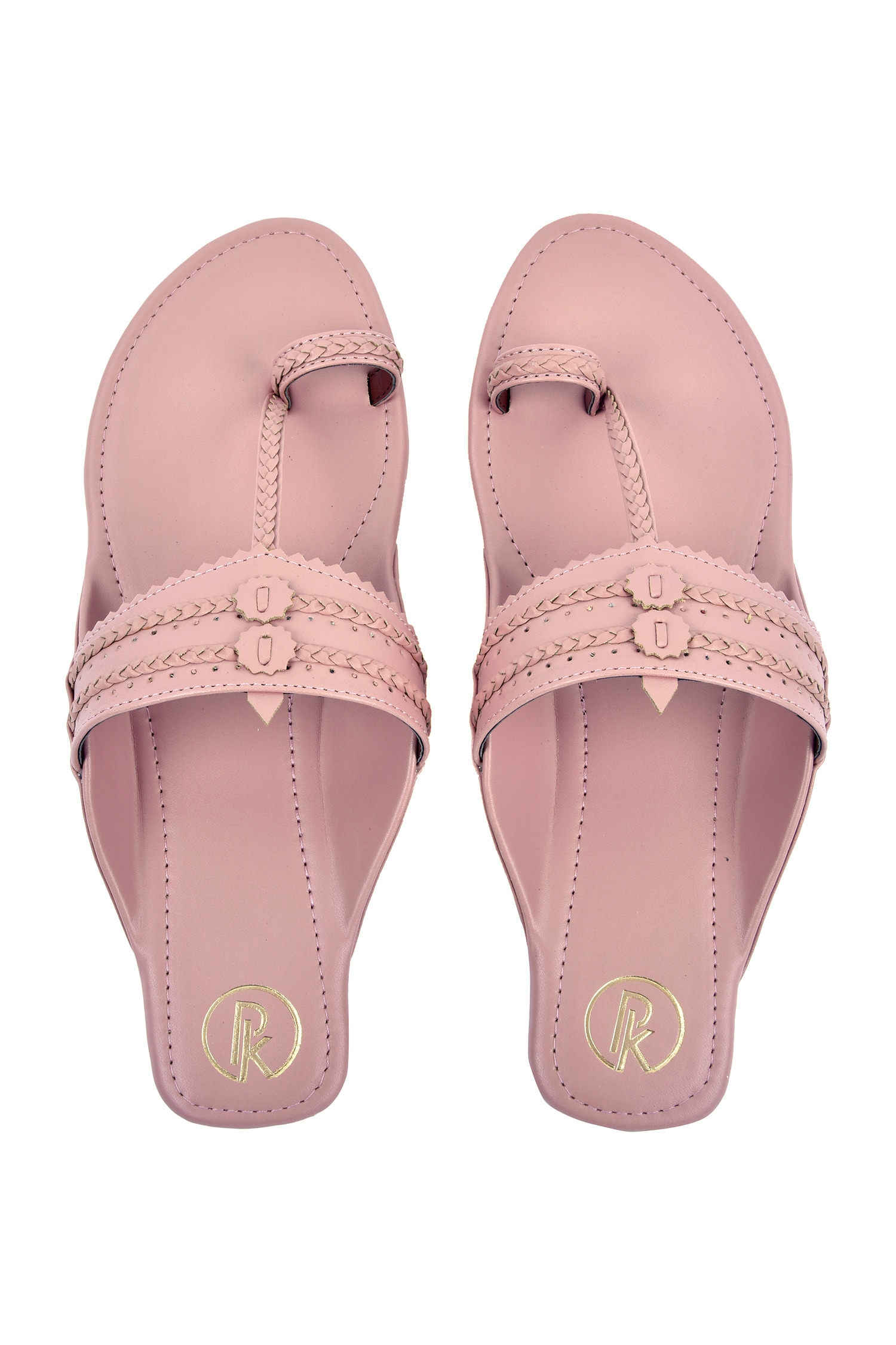 Buy Preet Kaur Pink Faux Leather Kolhapuri Sandals Online | Aza Fashions