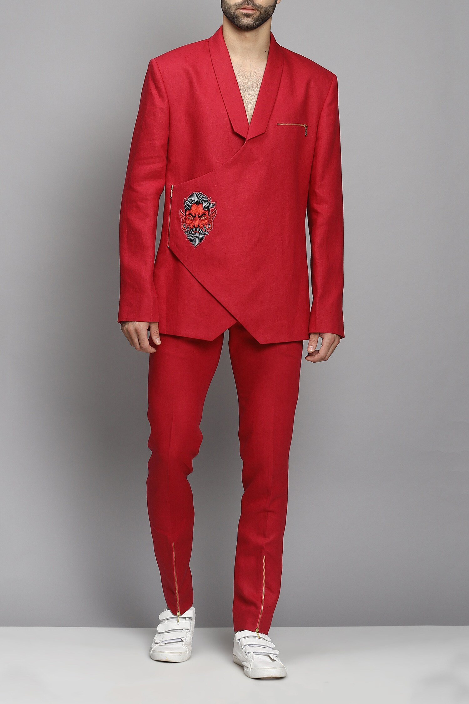 Buy Linen Embroidered Blazer & Pant Set by Paresh Lamba at Aza Fashions