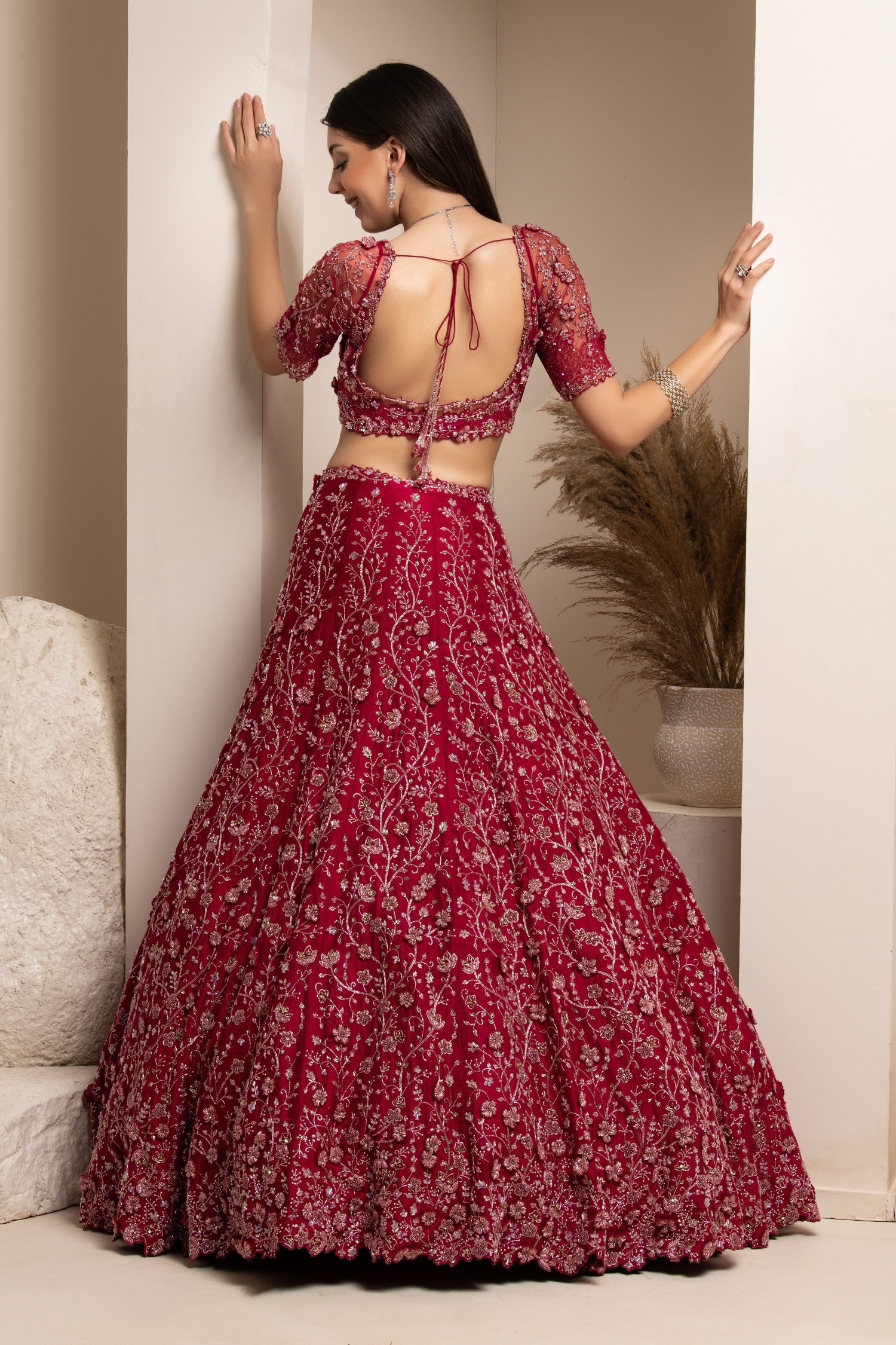 Wine Color Bridal Lehenga at best price in Bengaluru by Lady Selection |  ID: 19936628633