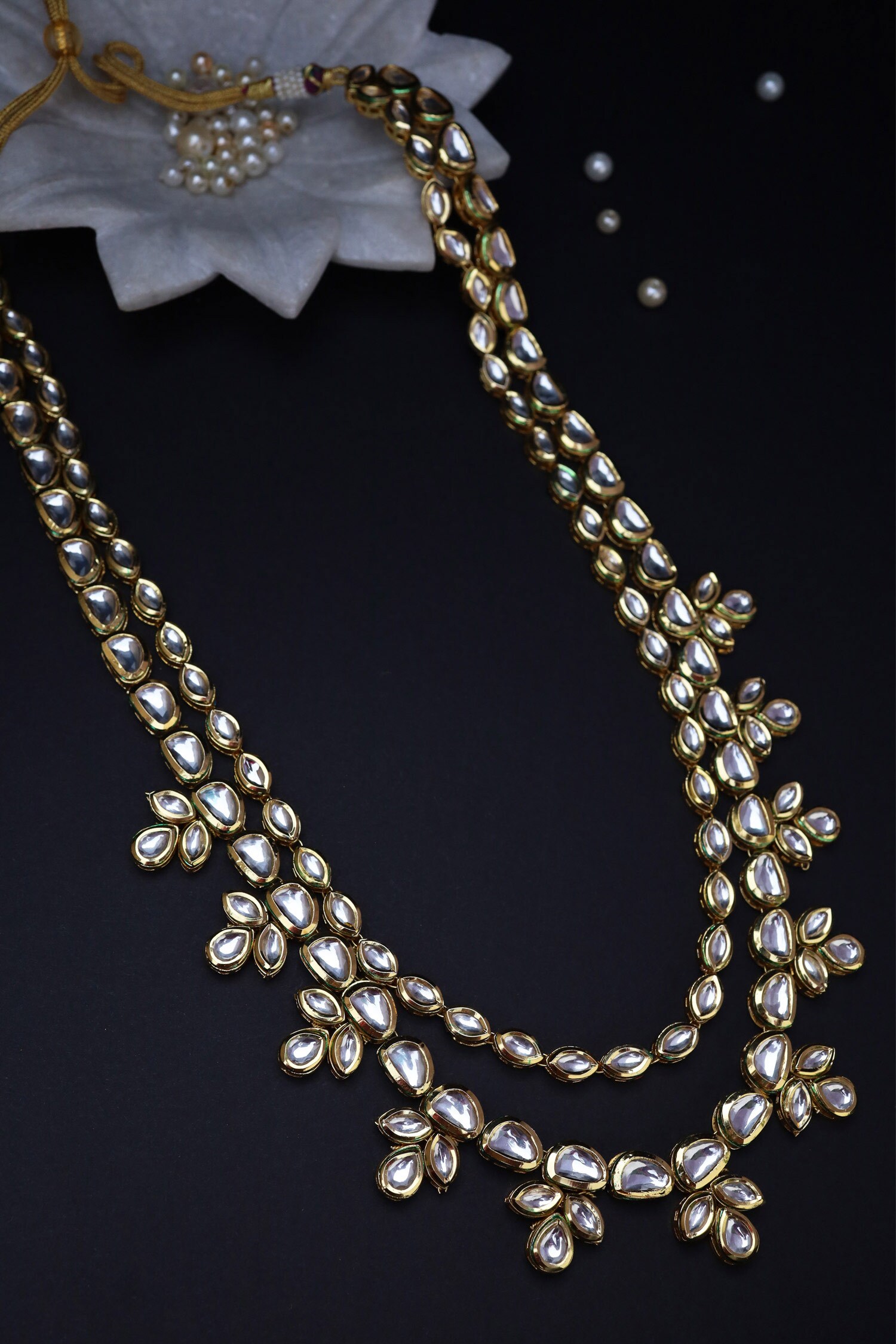 Buy Paisley Pop Laghuvi Kundan Layered Necklace Jewellery Set Online ...