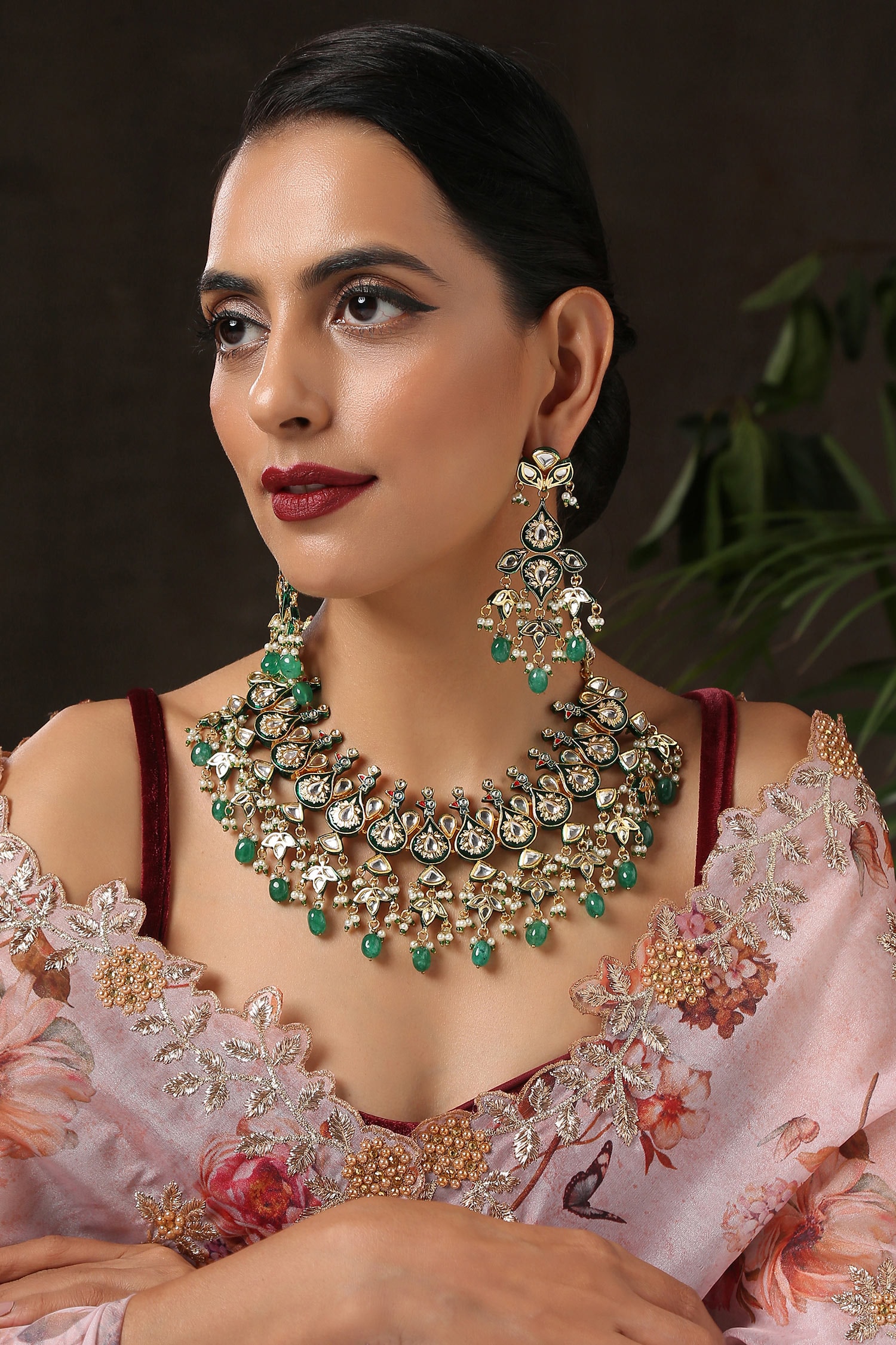 Buy Paisley Pop Maalai Peacock Necklace Jewellery Set Online | Aza Fashions