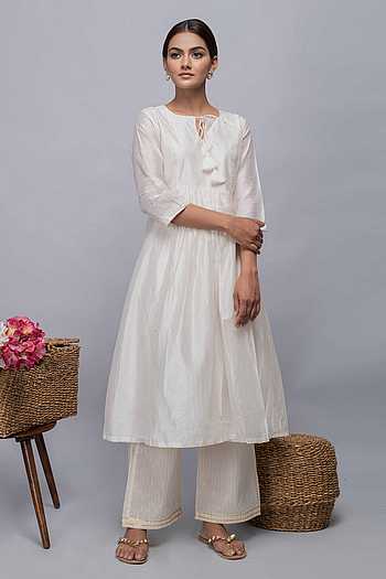 Buy Kalakaari By Sagarika White Chanderi Silk Tunic Online | Aza Fashions