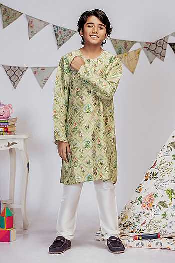 Cotton Silk Printed Kurta Pant Set 