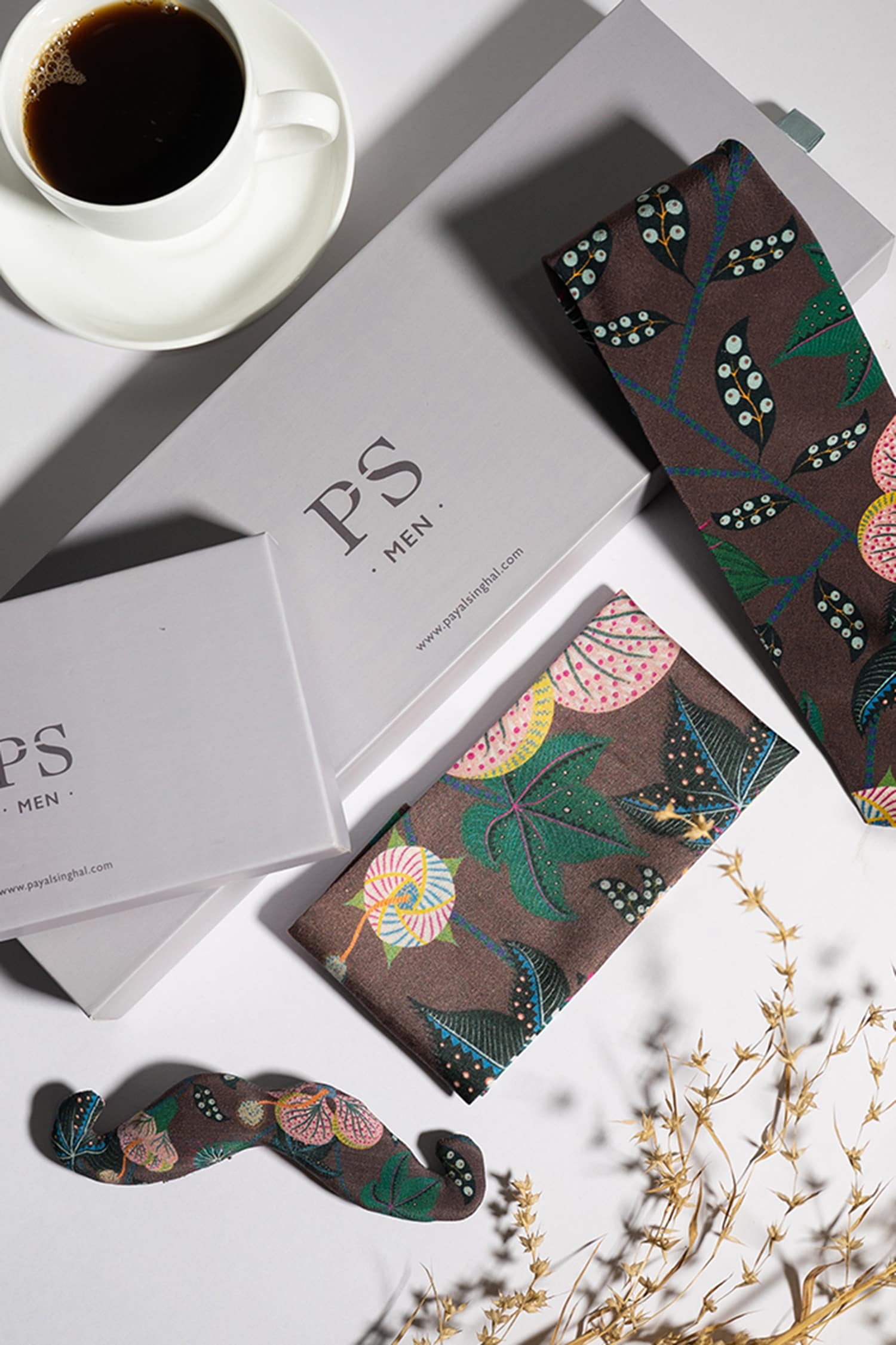 PS Men by Payal Singhal Brown Abutilon Print Moustache Pin