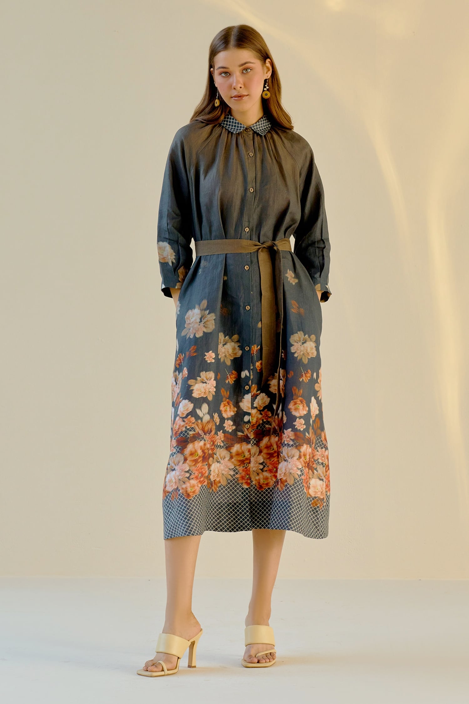 Buy Pozruh by Aiman Black Hemp Printed Dress Online | Aza Fashions