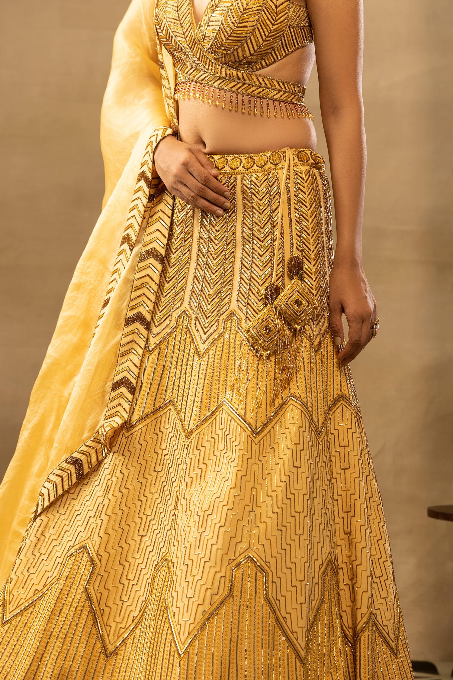 Buy Yellow V Neck Heavy Multi Color Lehenga Set by Designer VVANI BY VANI  VATS Online at Ogaan.com