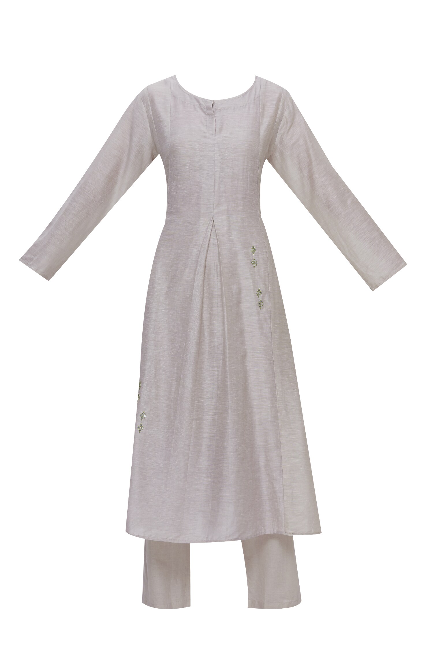 Buy Matsya Beige Linen Embroidered Kurta Set Online Aza Fashions