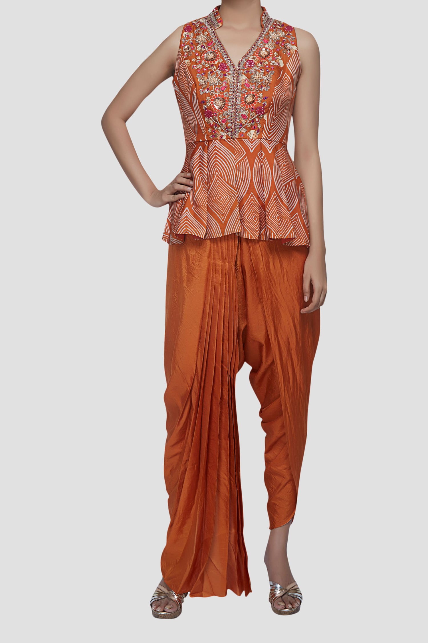 dhoti with peplum top