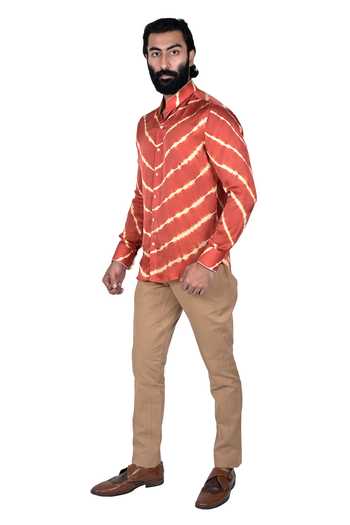 Shop Red designer Silk Shirts for Men Online | Aza Fashions