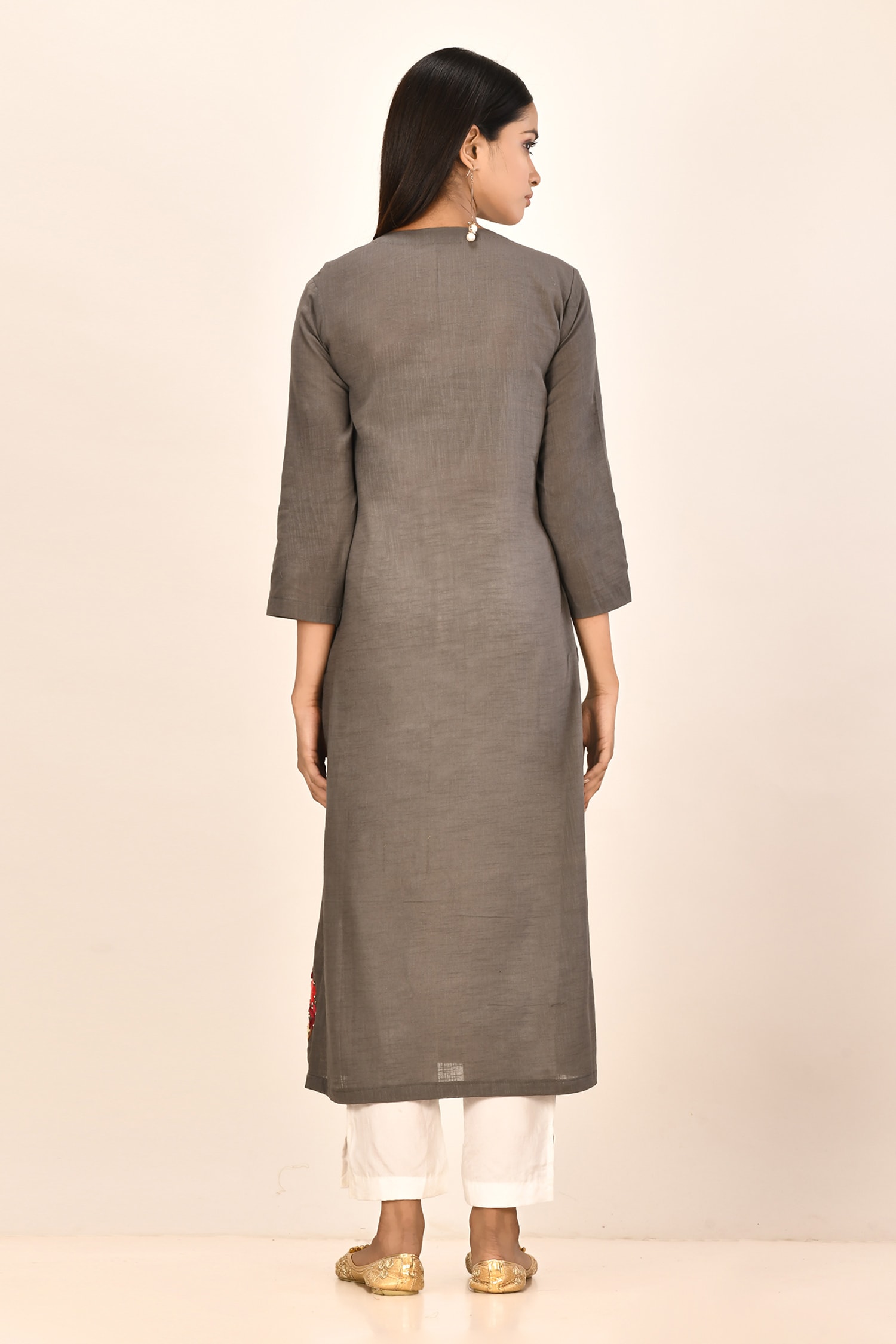 Buy Naintara Bajaj Grey Cotton Linen Kurta Online Aza Fashions
