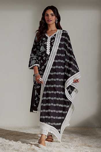 Ezra Supima Cotton Black Kurta Set
