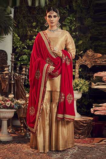 GOLD TISSUE KURTA SET