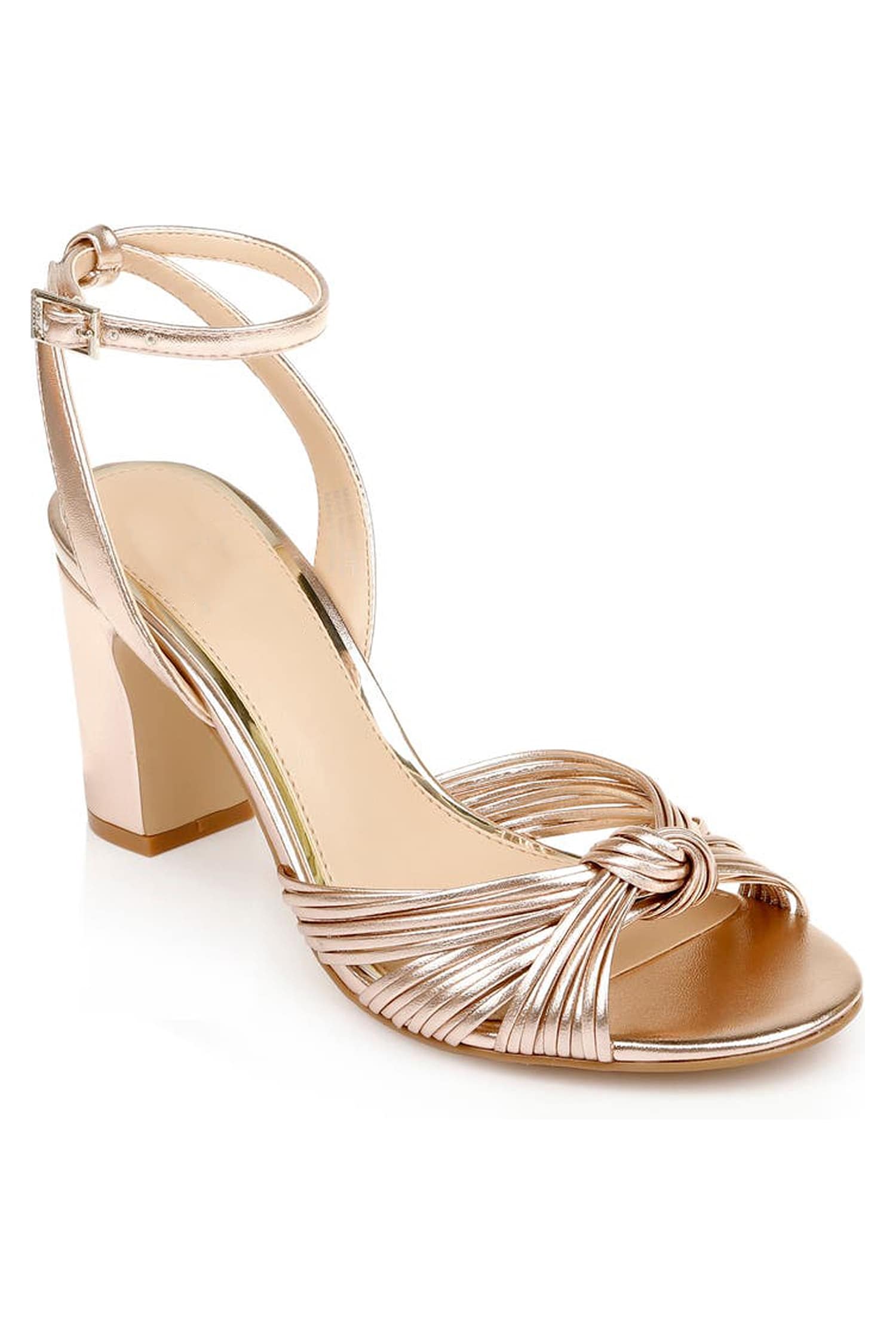 Buy Gold Alysanne Cord Straps Block Heels by Sephyr Online at Aza Fashions.