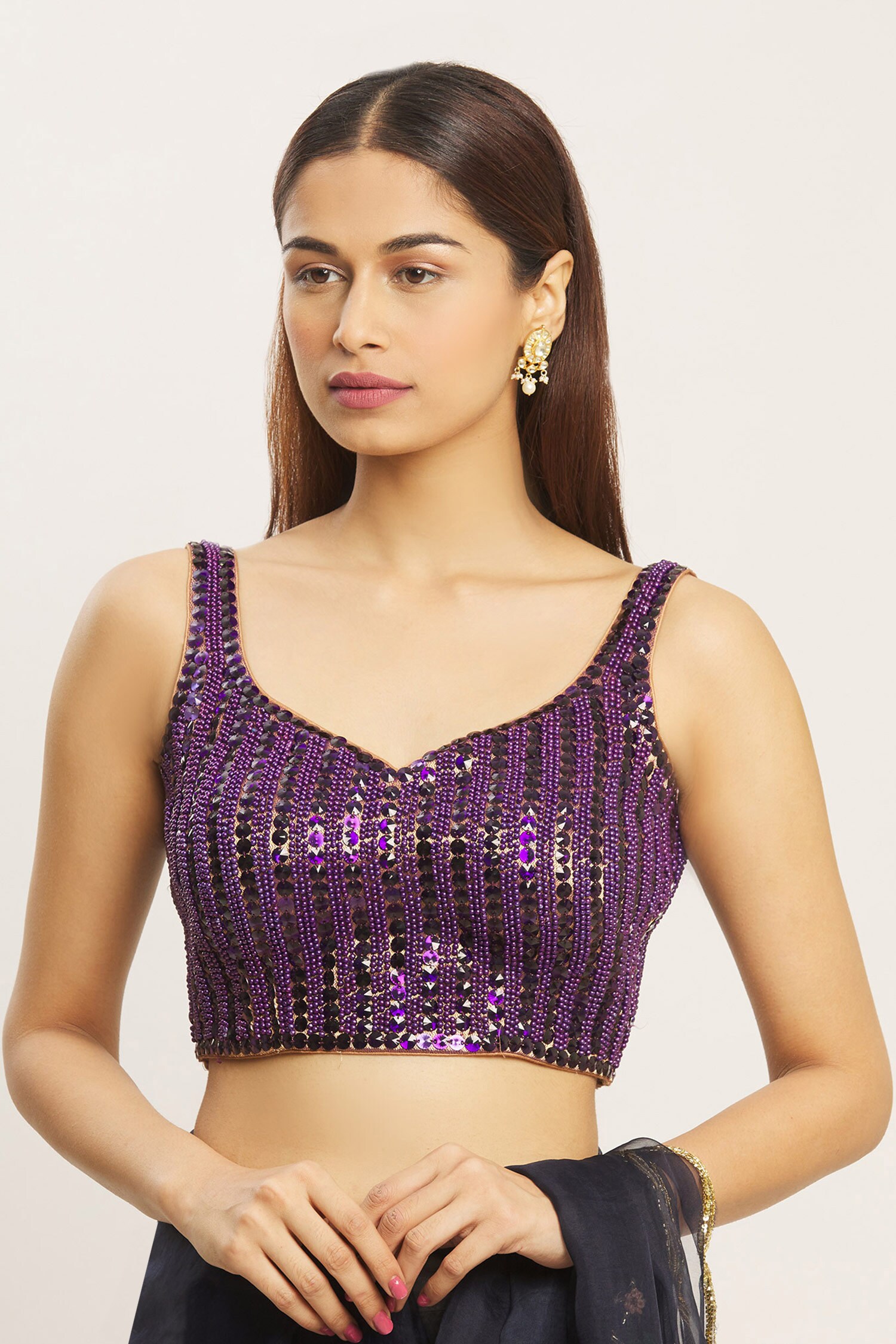 Buy Nazaakat By Samara Singh Purple Embroidered Blouse Online Aza Fashions